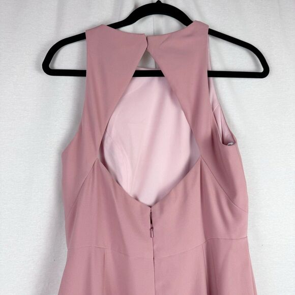 DESSY COLLECTION Diamond Cutout Back Trumpet Gown Front Slit Rose Pink Sz 8... - Picture 3 of 6